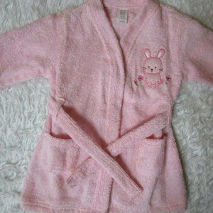 NWT Carters Girls Baby Pink Newborn-9 Months Terry Robe bunny applique